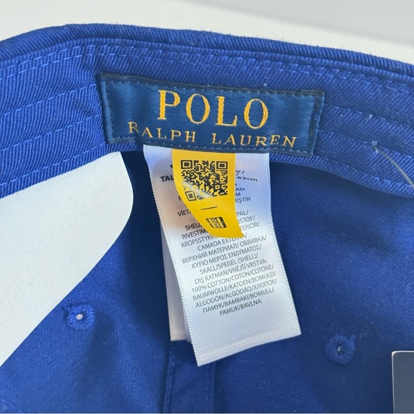 NWT Polo Ralph Lauren Blue Cotton Chino Baseball Cap Red Pony - Picture 7 of 7